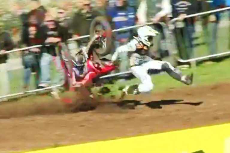 Tim Gajser flog im ersten Lauf in Führung liegend ab