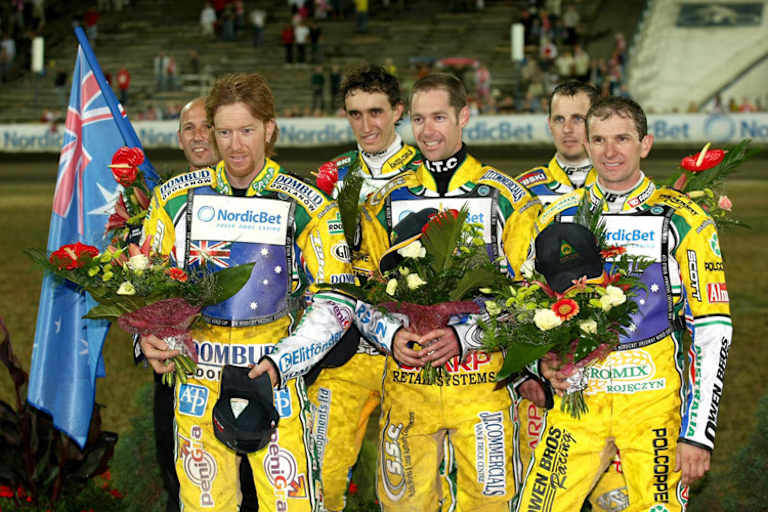 Jason Crump (li.) und Leigh Adams (re.) sind Botschafter des Melbourne-GP