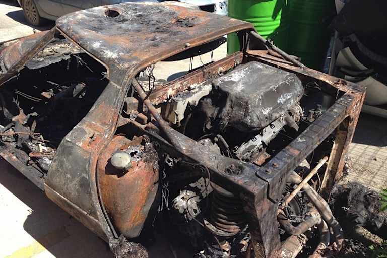 Der abgebrannte Lancia Stratos