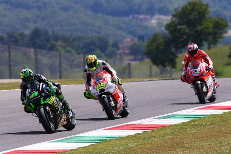 Mugello-GP: Pol Espargaró (44) vor Andrea Iannone (29) und Andrea Dovizioso (04)