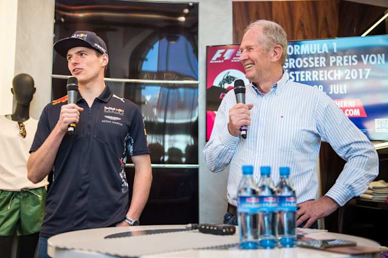 Max Verstappen und Dr. Helmut Marko stellten sich den Fragen der Journalisten