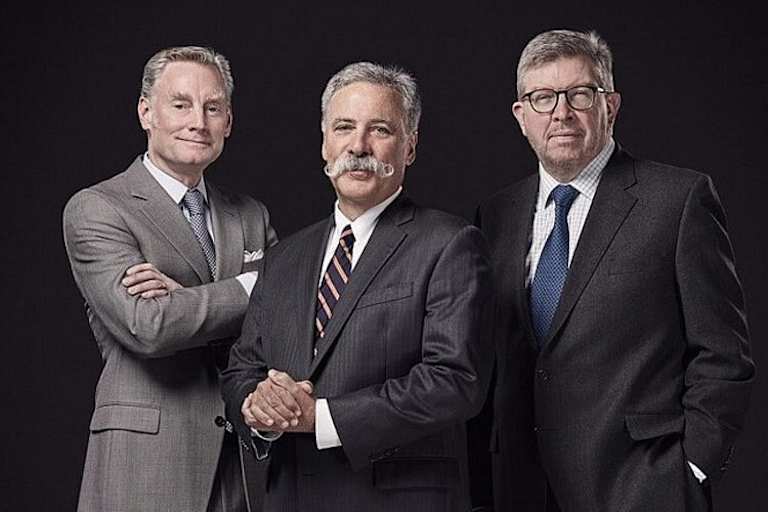 Sean Bratches, Chase Carey und Ross Brawn