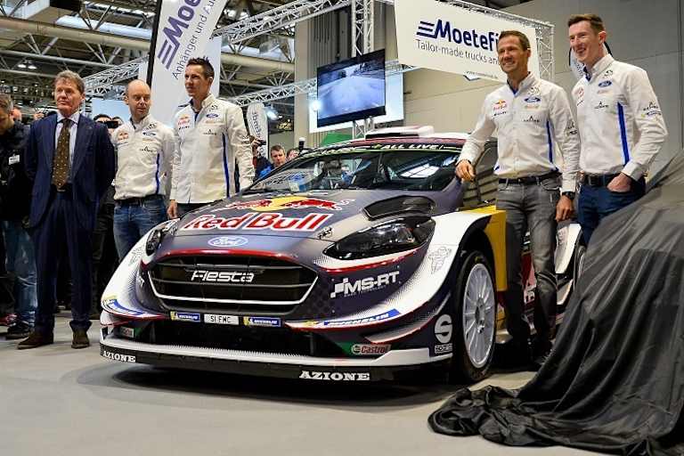 Daniel Barritzt (li,), Julien Ingrassia, Sébastien Ogier, Elfyn Evans