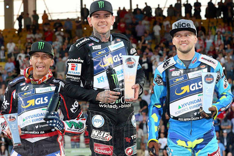 Die Top-3 von Horsens: Hancock, Woffinden und Laguta (v.l.)