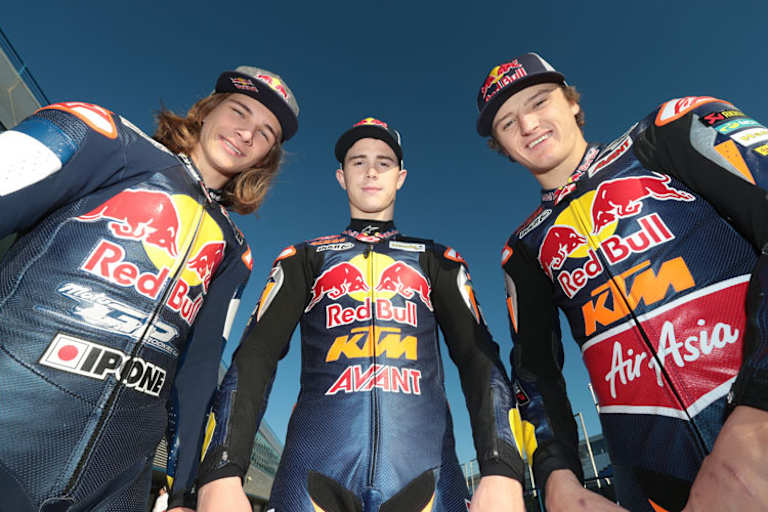 Das neue Aufgebot von Aki Ajo: Karel Hanika, Danny Kent und Jack Miller (v. li.)