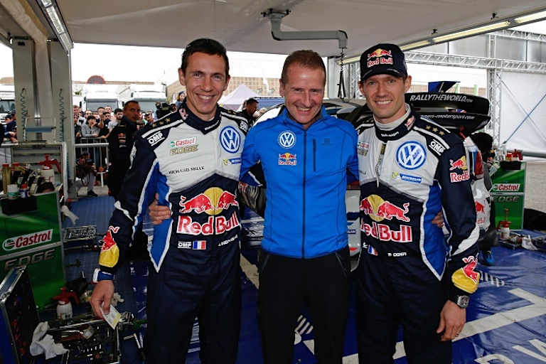 Julien Ingrassia (li.), Dr. Herbert Diess, Sébastien Ogier
