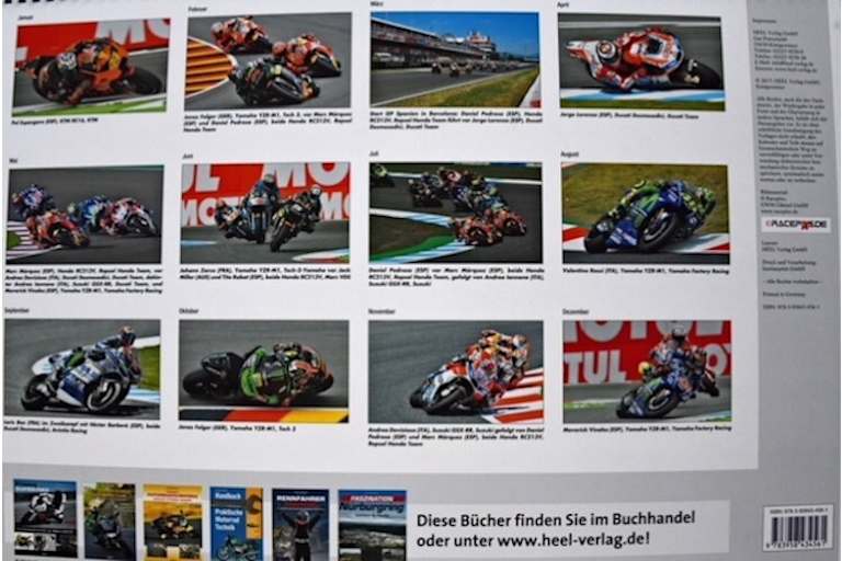 Auf den 595 x 480 mm grossen Monatsblättern werden spannende Szenen aus der Saison 2017 gezeigt