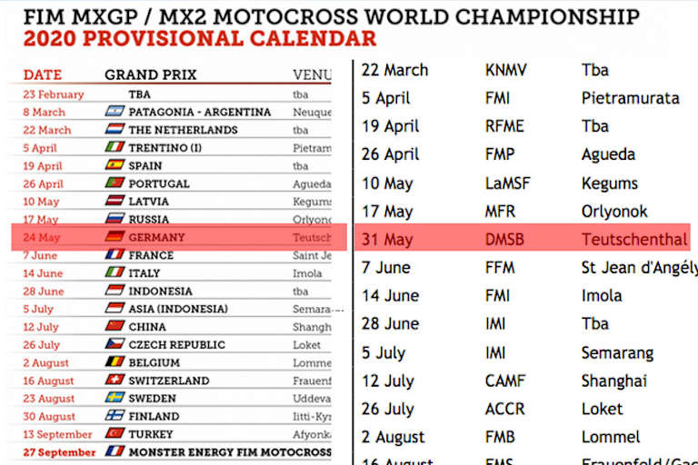 FIM und Youthstream veröffentlichten heute unterschiedliche Kalender
