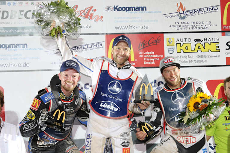 Podium in Cloppenburg: Tobias Kroner, Martin Smolinski und Peter Kildemand