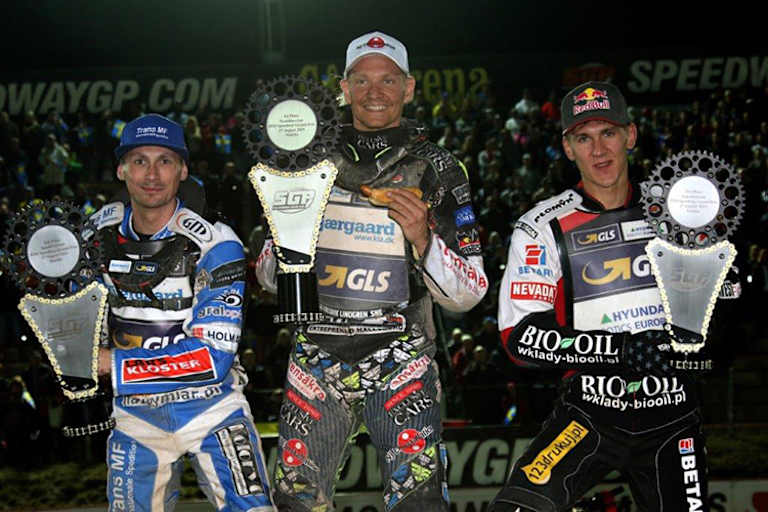 Die Top-3: Leon Madsen, Fredrik Lindgren und Maciej Janowski (v.l.)