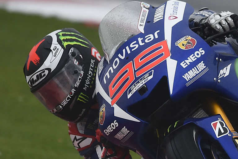 Das beschlagene Visier von Jorge Lorenzo in Silverstone