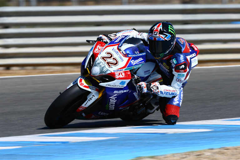Lowes auf dem Superbike des Cresent-Suzuki-Teams