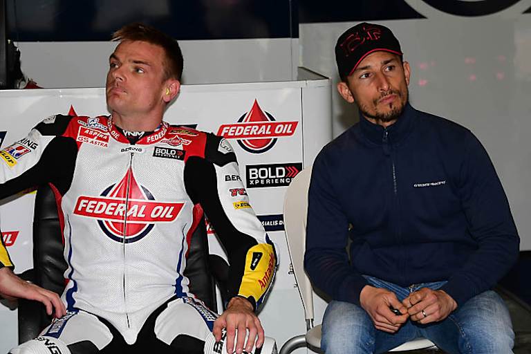 Sam Lowes mit Ex-Weltmeister Manuel Poggiali
