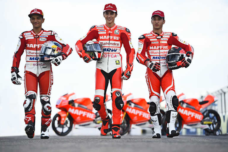 Das Mapfre-Mahindra-Trio: Jorge Martin, Francesco Bagnaia und Juanfran Guevara