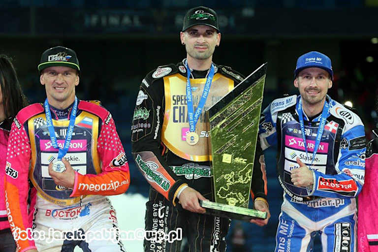 Die Top-3 der EM: Grigorij Laguta, Mikkel Michelsen und Leon Madsen (v.l.)