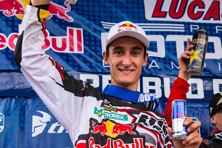 Endlich ein Podium: Nach bizarren Zwischenfällen im Rennen von RedBud kann der Franzose endlich einen Erfolg verbuchen