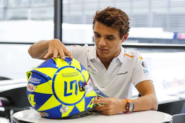 Lando Norris mit seinem Monza-Spezialhelm