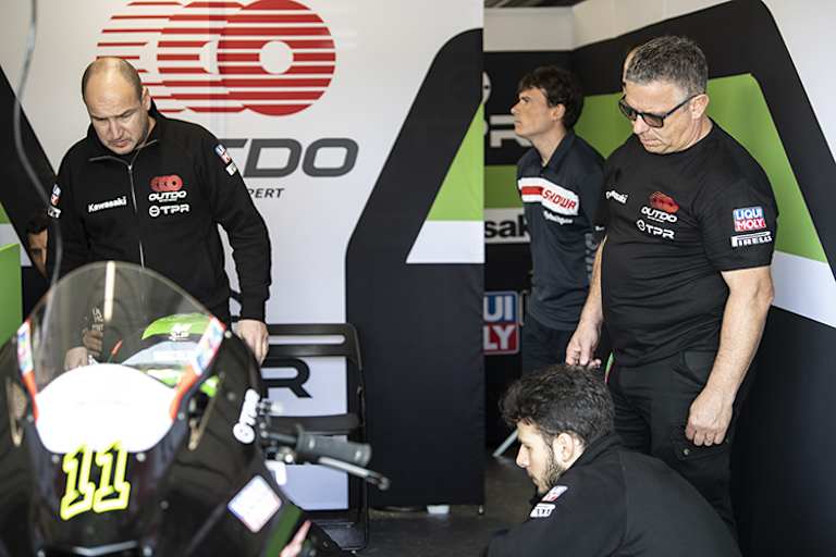 Teamchef Lucio Pedercini, rechts im Bild