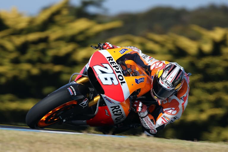 Dani Pedrosa beim Reifentest auf Phillip Island