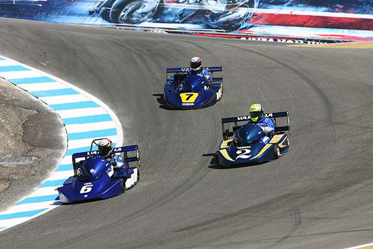 Showeinlage in Laguna Seca: Rainey vor Roberts und Lawson im Rennkart