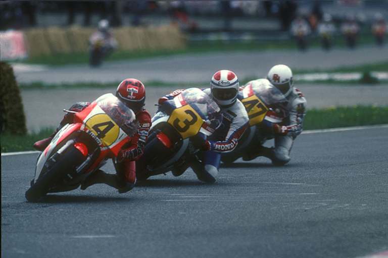 1983: Kenny Roberts vor Freddie Spencer und Ron Haslam