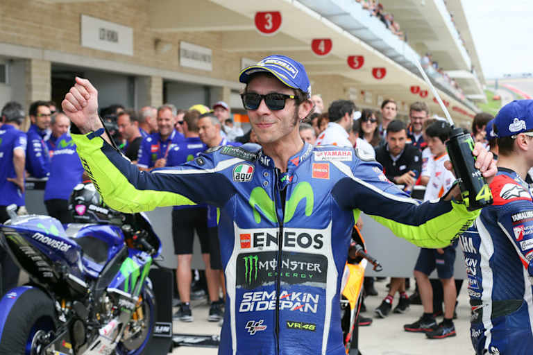 Da war noch alles in Buttler: Rossi jubelt nach dem 3. Startplatz in Austin