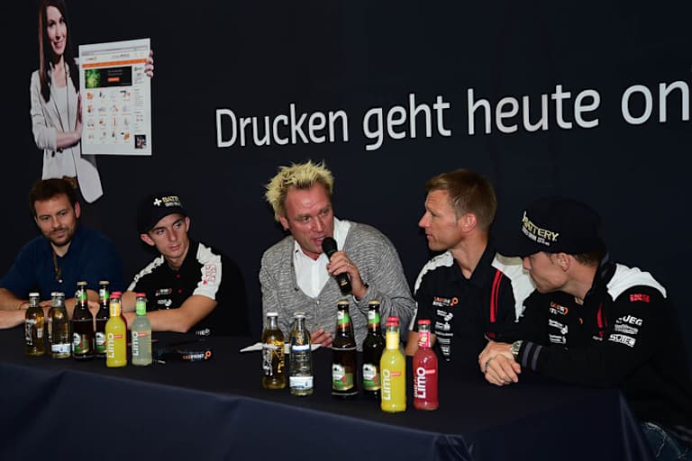 Stefan Streno von Saxoprint, John McPhee, Moderator Edgar Mielke, Dirk Heidolf und Efren Vazquez