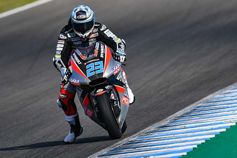 Marcel Schrötter beim Test mit dem Triumph-Motor in Jerez