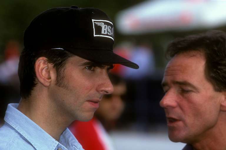 Barry Sheene mit Formel-1-Weltmeister Damon Hill