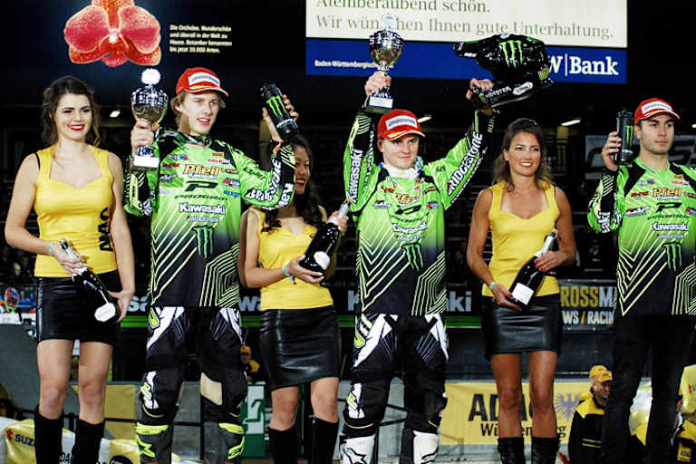 Die Top-3 der SX2-Klasse: Nijenhuis, Büttner und Lebeau (v.l.)