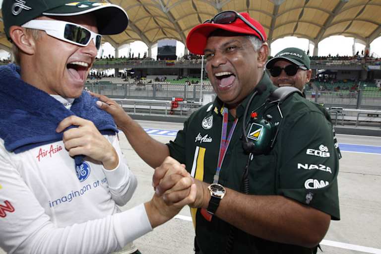 Tony Fernandes hatte mit seinem Schützling Heikki Kovalainen auch viel Spass