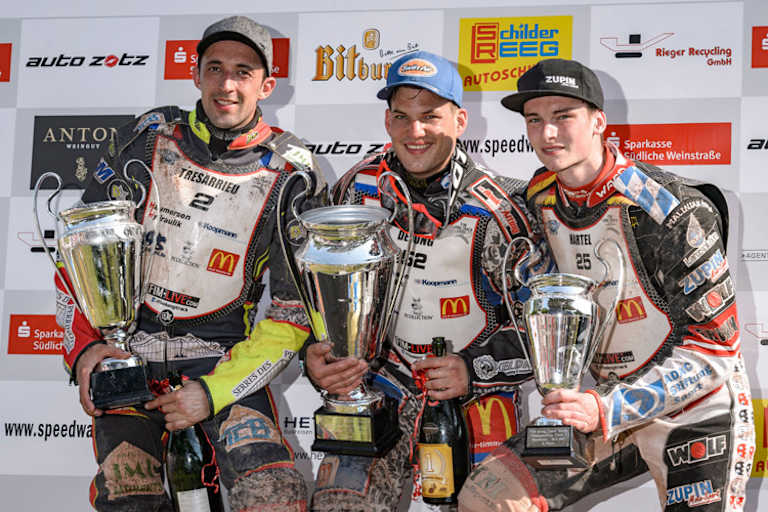 Die Top-3 von Herxheim: Mathieu Trésarrieu, Jannick de Jong und Michael Härtel