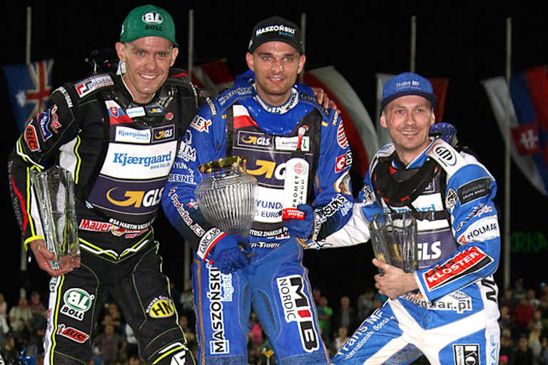 Die Top-3 von Krsko: Martin Vaculik, Bartosz Zmarzlik und Leon Madsen (v.l.)