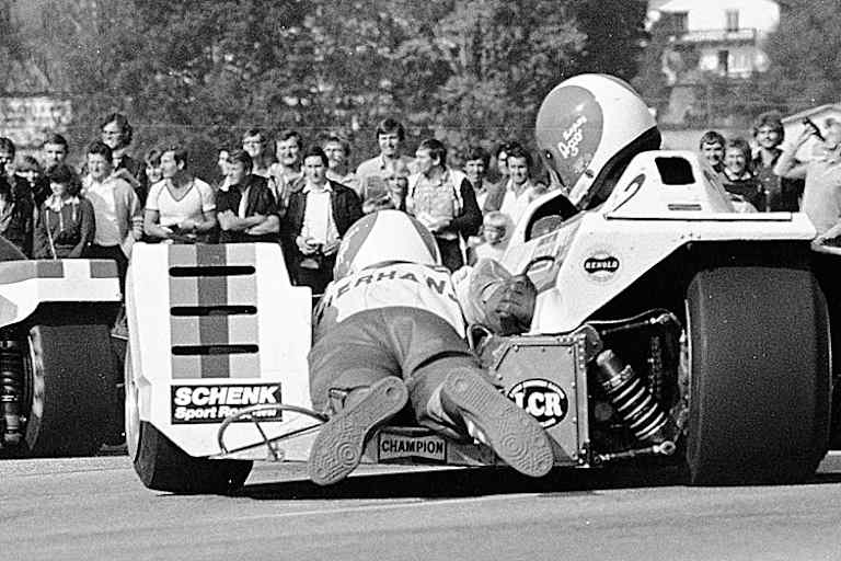 Bruno Holzer/Charly Meierhans mit dem revolutionären B2B-Seitenwagen