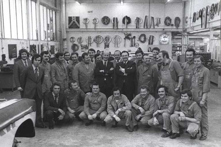 Die Ford-Werksmannschaft, in der ersten Reihe ganz rechts Fuzzy