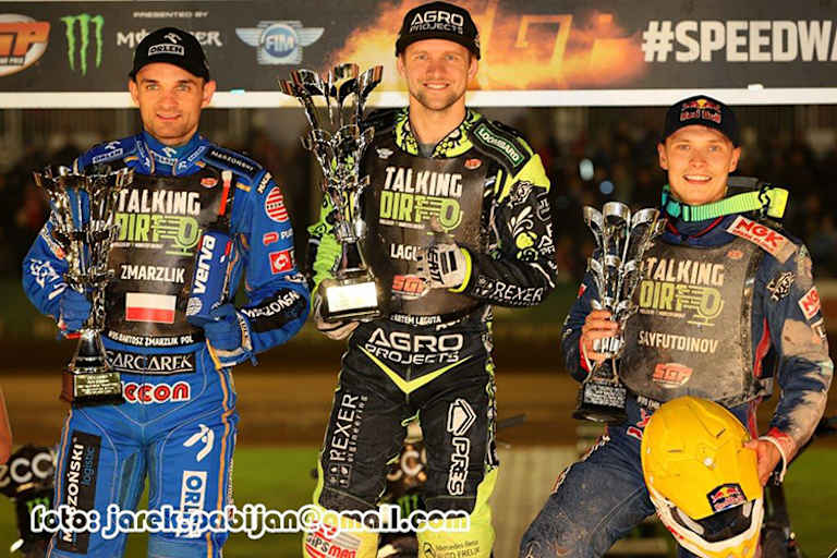 Die Top-3 von Vojens: Bartosz Zmarzlik, Artem Laguta und Emil Sayfutdinov (v.l.)