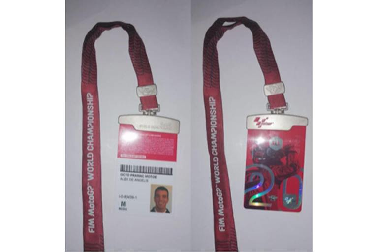 Der Paddock-Pass für 2020 von Alex De Angelis