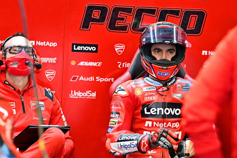 Blick in die Ducati-Box von Francesco Bagnaia