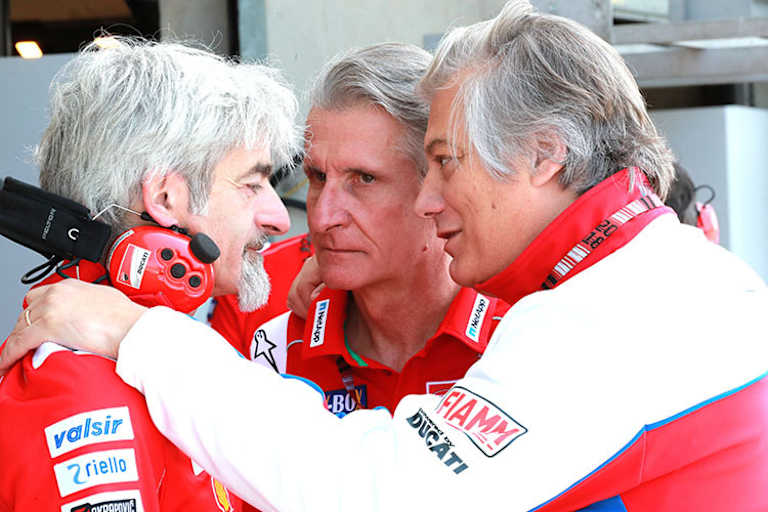 Pramac-Chef Paolo Campinoti mit Gigi Dall'Igna und Paolo Ciabatti