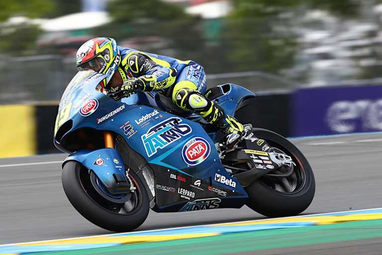 Die Kalex von Dalla Porta wog samt Fahrer und Bekleidung nur 216 kg