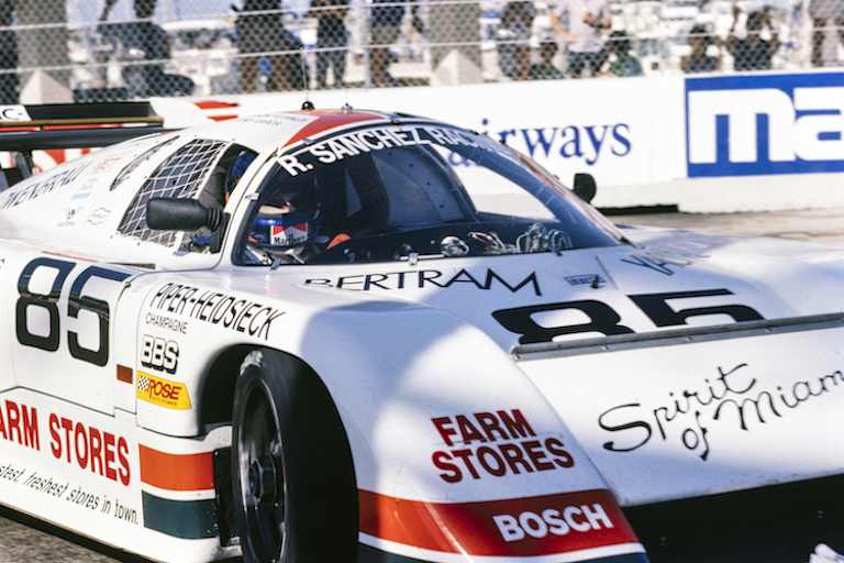 Emerson Fittipaldi im March-Sportwagen von Ralph Sanchez, 1985 in Miami