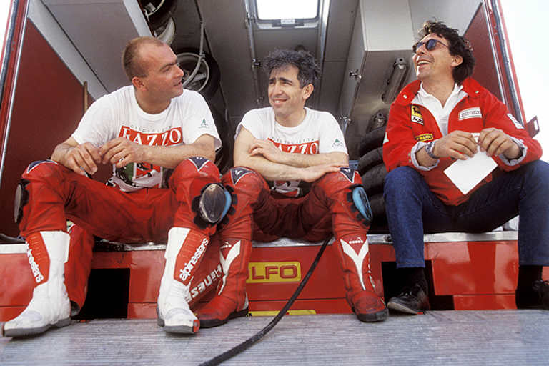 Giancarlo Falappa, Raymond Roche und Marco Lucchinelli (v.l.)