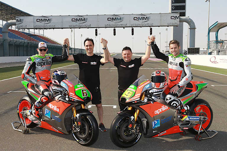 Katar-GP 2016: Gresini (Zweiter von rechts) mit Bradl, Albesiano und Bautista