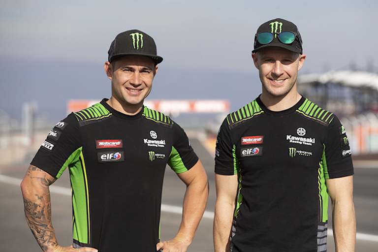 Kawasaki-Teamkollegen 2019: Leon Haslam (li.) und Johnny Rea