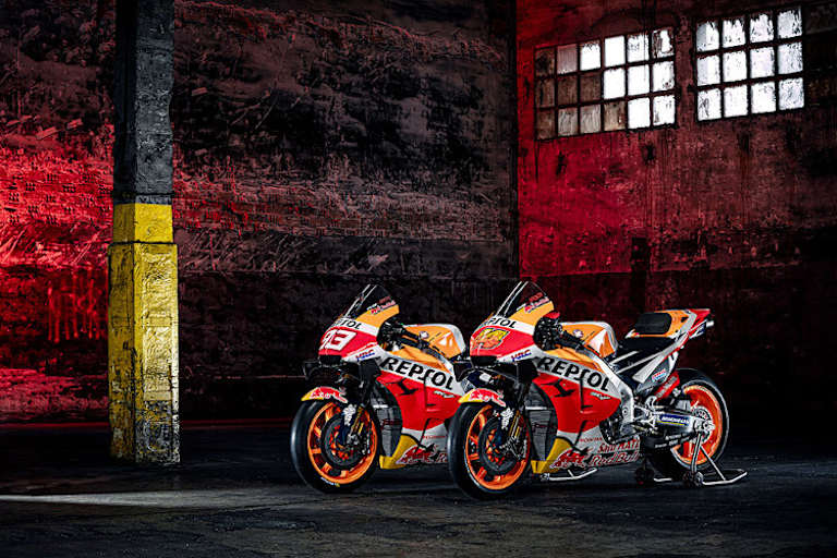 Die RC213V des Repsol Honda Teams im 2021er-Design