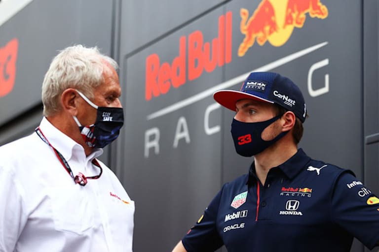 Dr. Helmut Marko und Weltmeister Max Verstappen