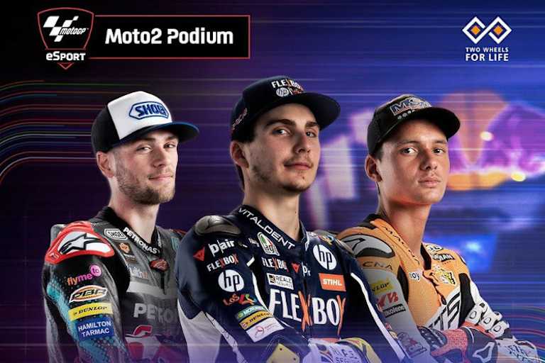 Die Top-3 der Moto2: Jake Dixon, Lorenzo Baldassarri und Bo Bendsneyder