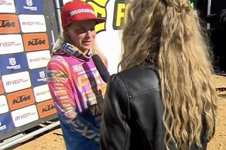 Larissa Papenmeier beim Podiumsinterview in Agueda