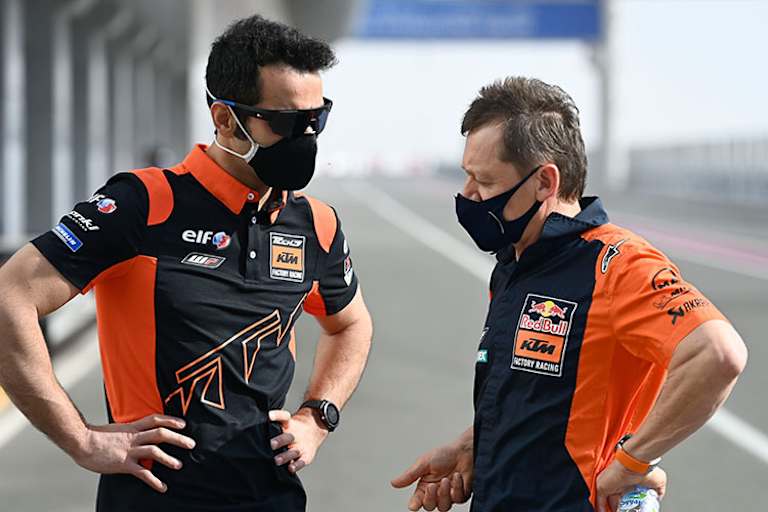 Beim Katar-Test: Mike Leitner (rechts) mit Danilo Petrucci