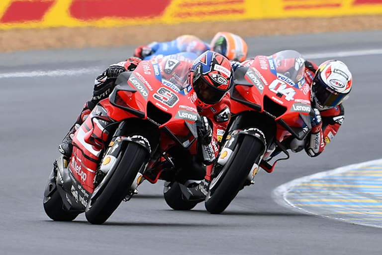 Le-Mans-GP 2020: Sieger Danilo Petrucci (9) vor Dovizioso (04) und Rins